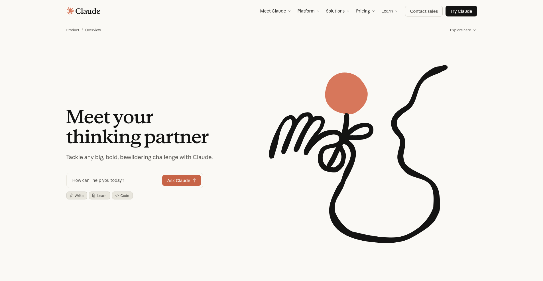 Claude公式サイトのトップ画面