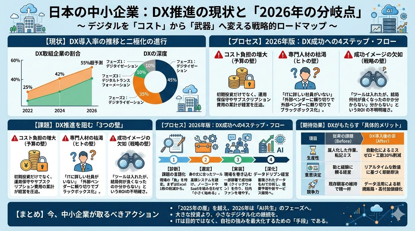 GeminiのAIでDX推進に関するインフォグラフィックを生成した例