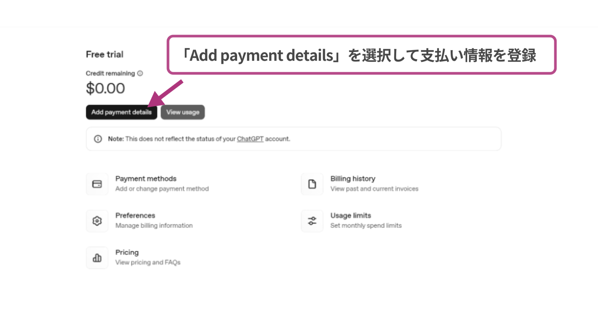 【無料で作れる?】Agent Builderの使い方(ステップ2:支払い方法を設定する-「Add payment details」を選択して支払い情報を登録)