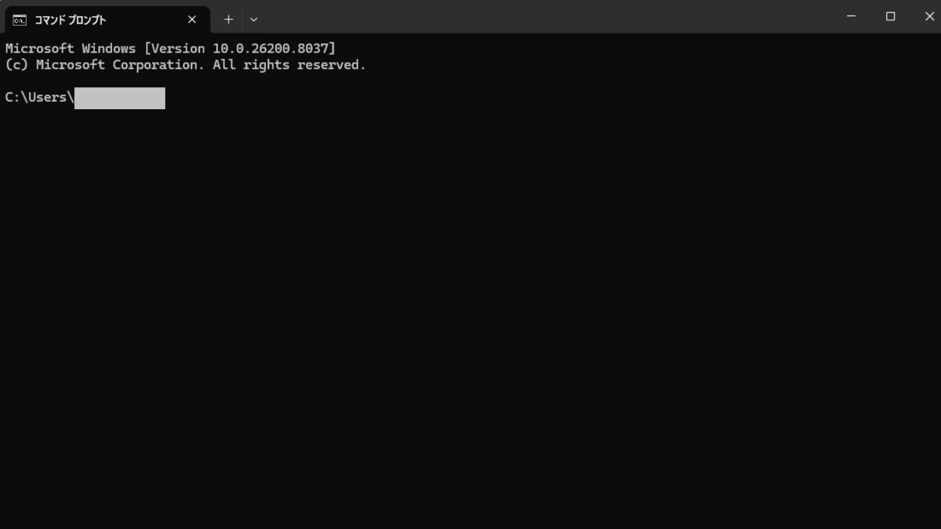 検索結果に表示されたコマンドプロンプトの選択。アプリをクリックして開き、コマンド実行の準備を整える。