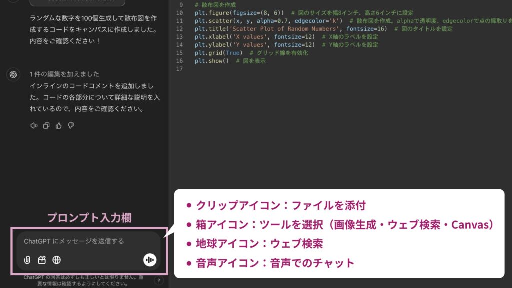 Canvas画面のプロンプト入力欄