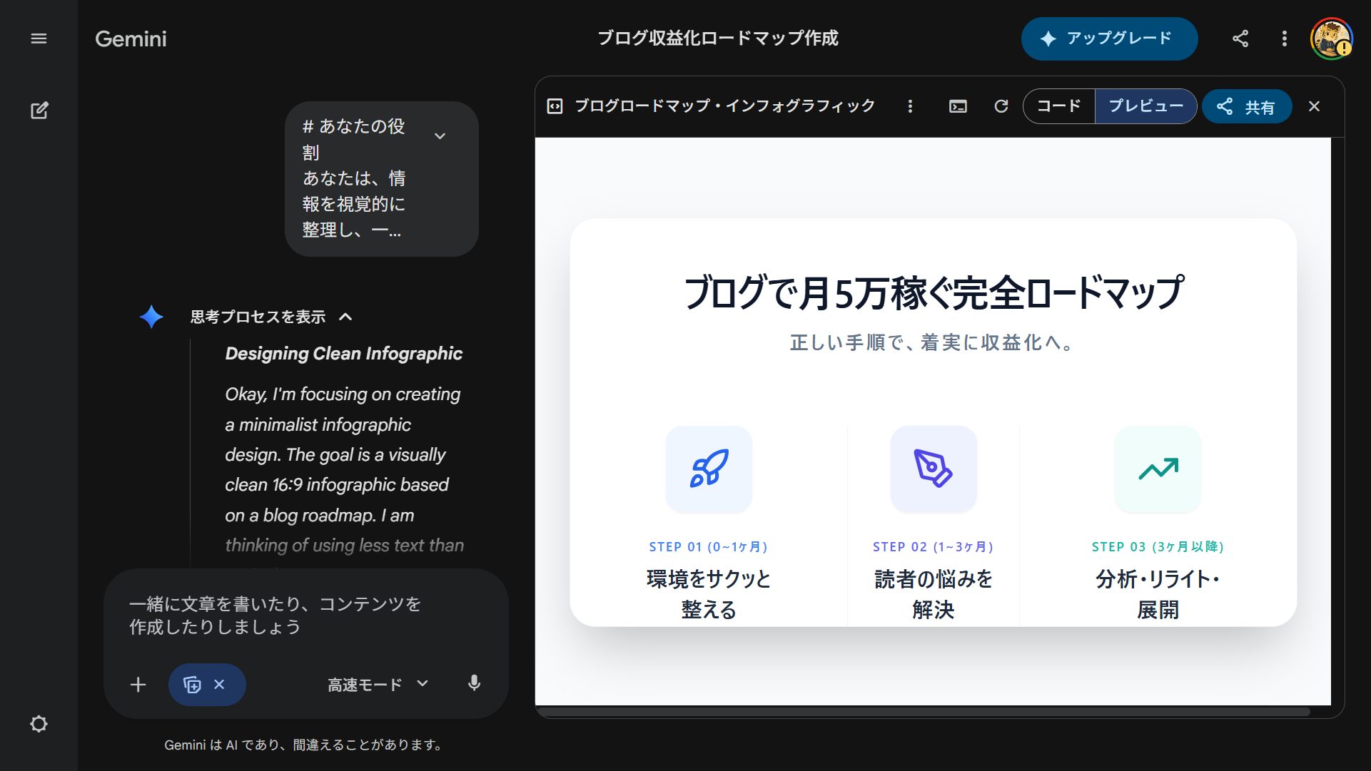PC向け16:9横長レイアウトで作成されたインフォグラフィック。3カラム構成でSTEP01〜03が横並びに配置されている