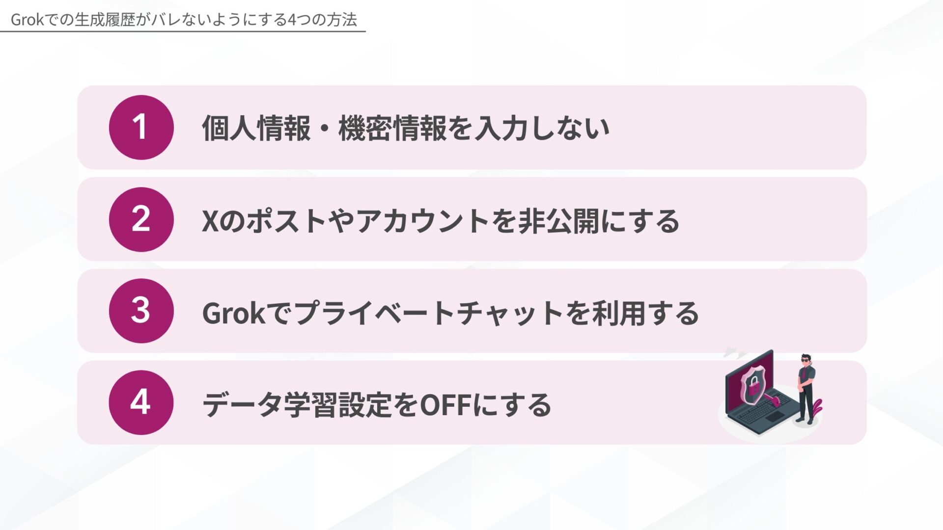 Grokでの生成履歴がバレないようにする4つの方法