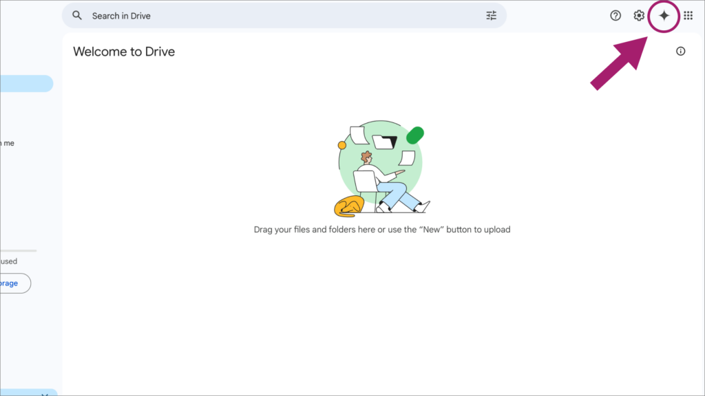 Googleドライブ右上のGeminiのマーク