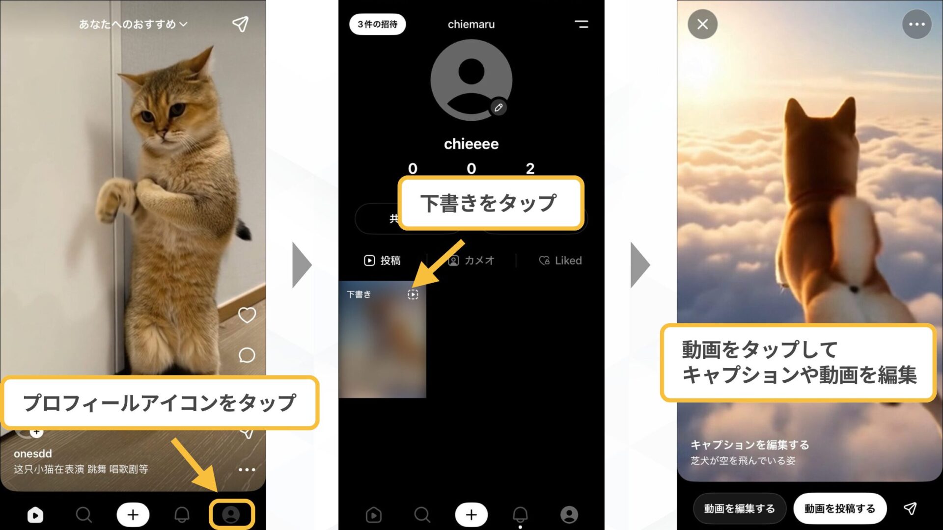 「Sora2」とSNSアプリ「Sora」の使い方(SNSアプリ「Sora」をiPhoneで使用する方法-ステップ3_好きなプロンプトを入力し、好きな動画を生成-生成された動画を確認・編集)