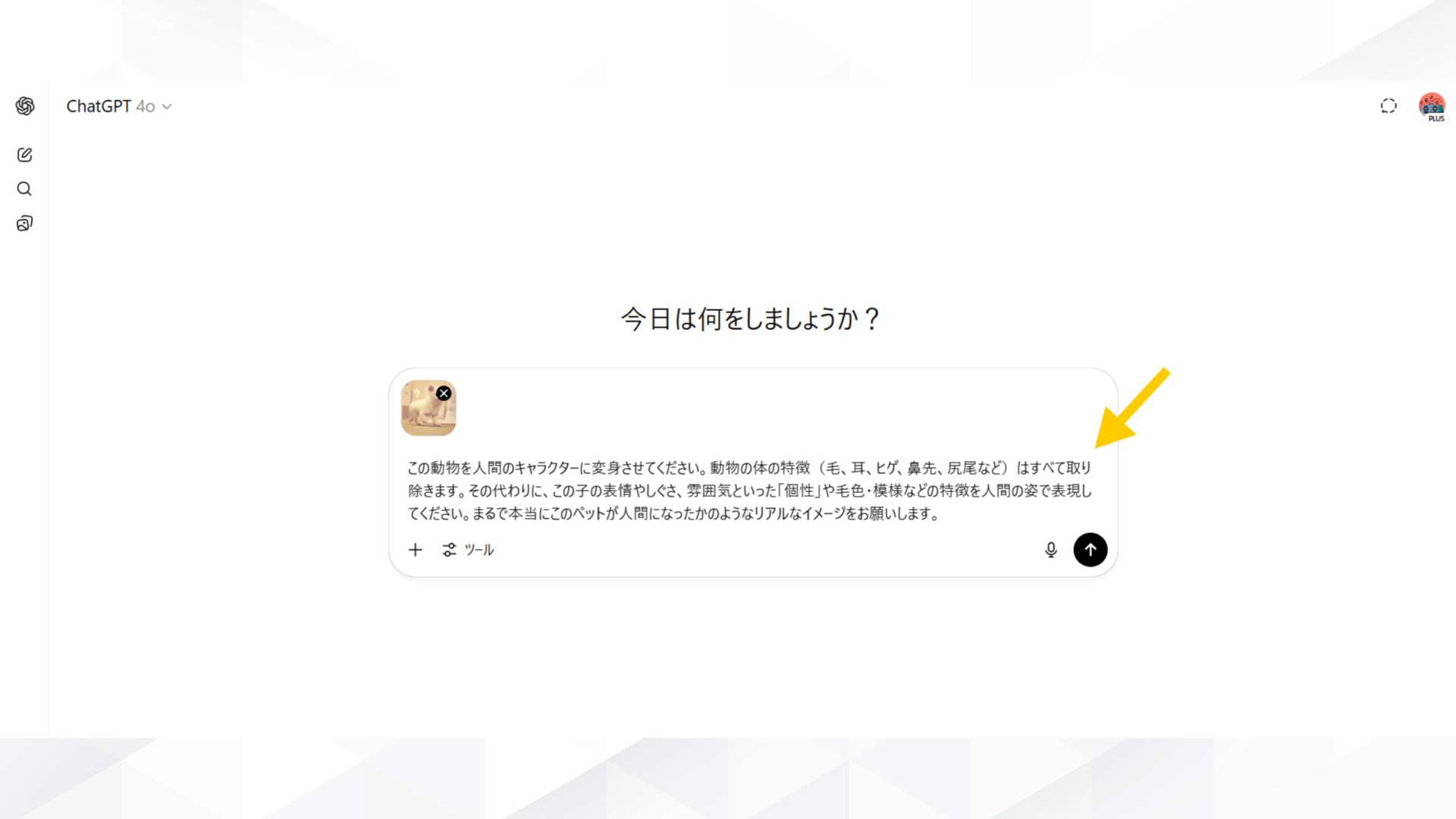 【3ステップ】ペットの擬人化画像をChatGPTで作成する方法！(プロンプトを入力する)