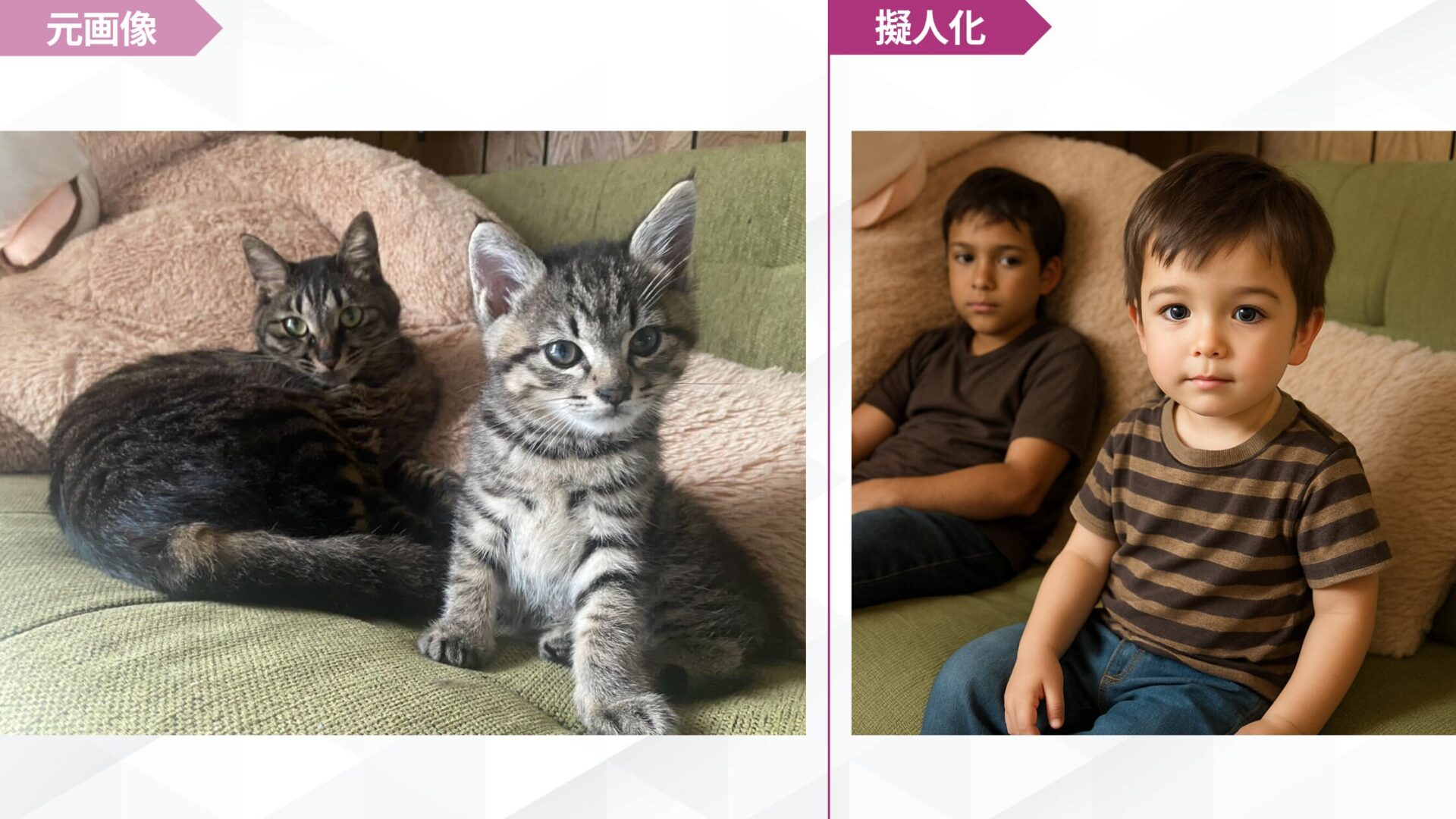 実際にペットの擬人化画像をChatGPTで作成してみた！(猫を小さい子供に擬人化)