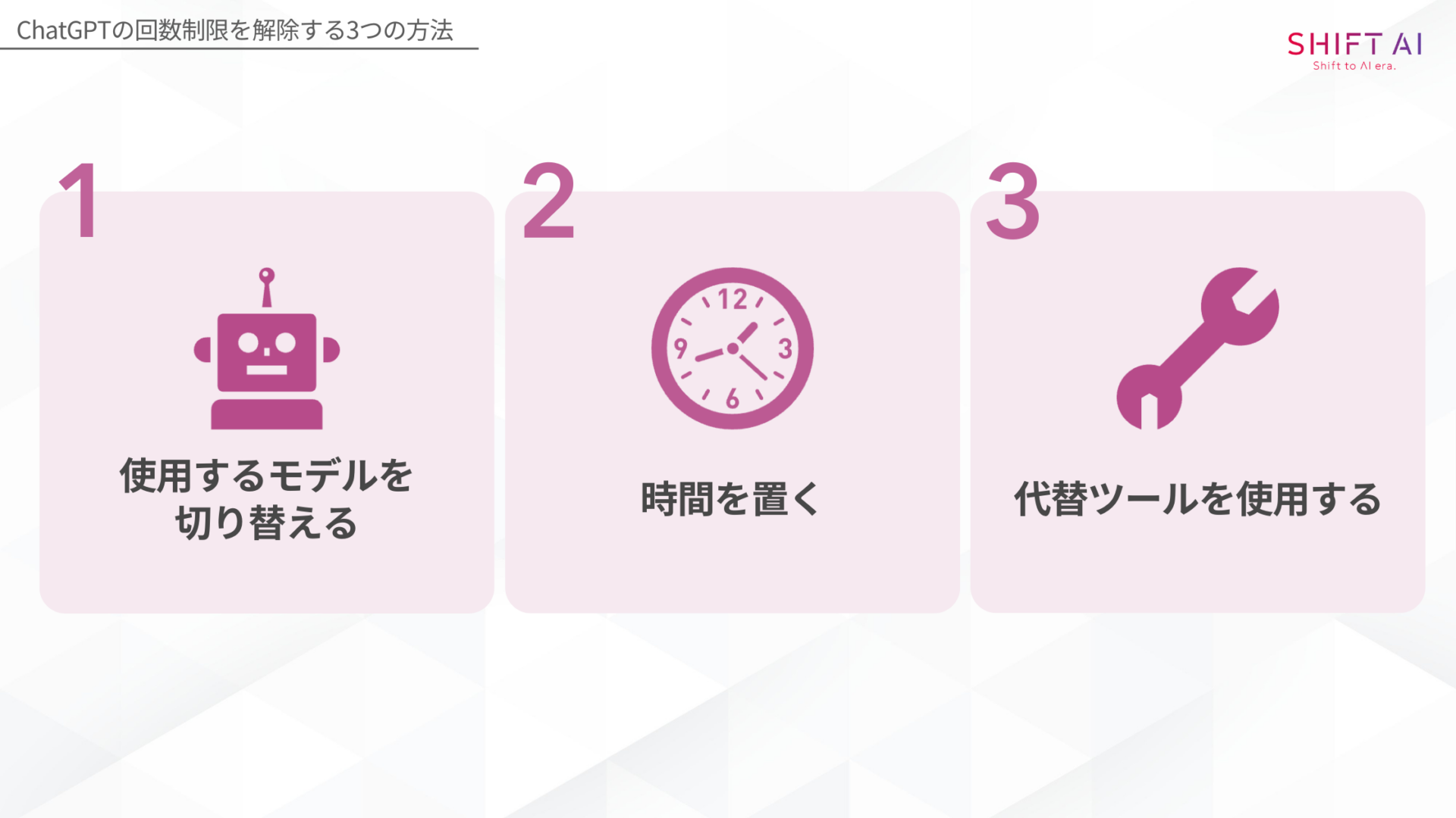 ChatGPTの回数制限を解除する方法(使用するモデルを切り替える/時間を置く/代替ツールを使用する)