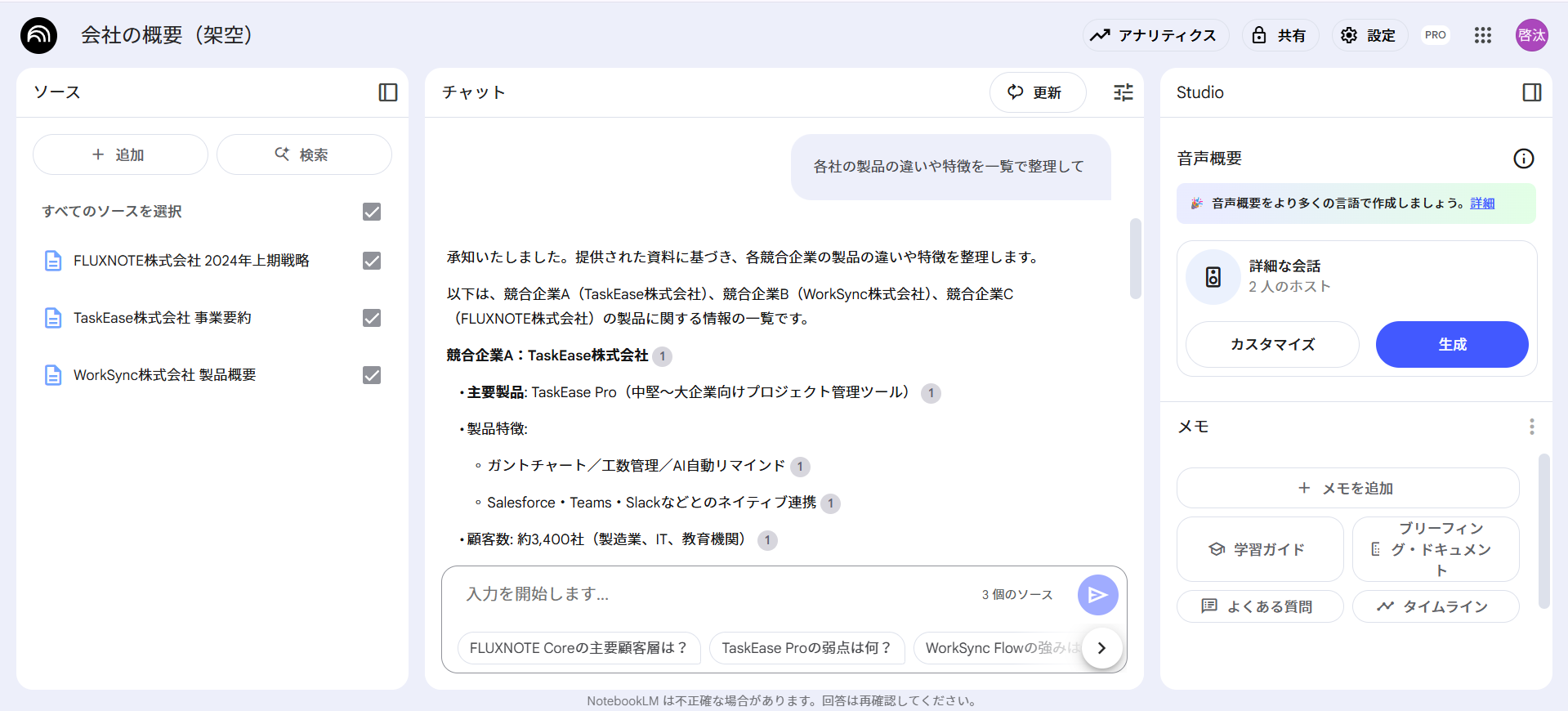 NotebookLMを活用した競合調査と分析