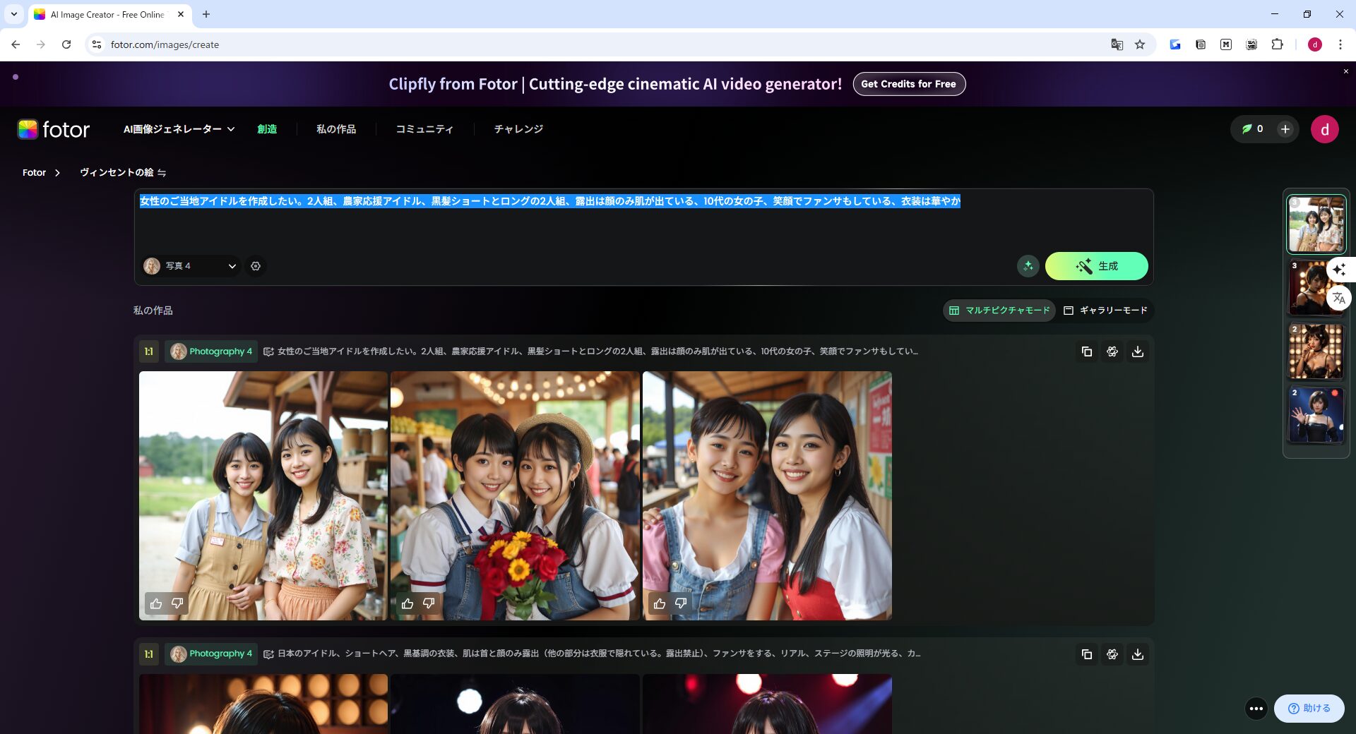 【性別・タイプ別】AIアイドルを作ってみた！(ご当地アイドル（女性）)