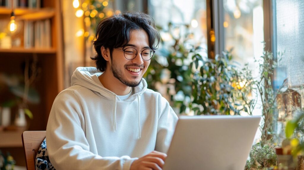 家でパソコン作業をしている