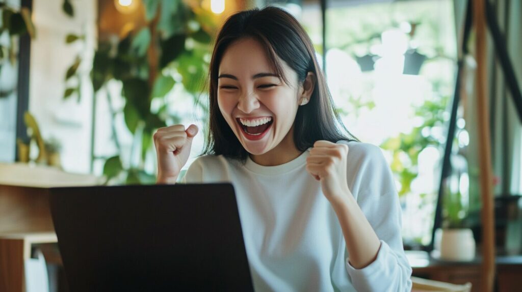 隙間時間の副業で収益が上がって成功した様子