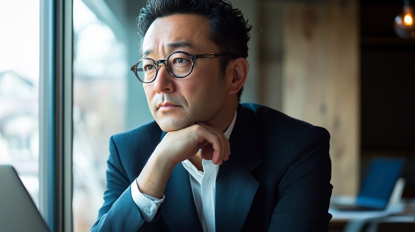 忙しいサラリーマンがAI副業選びに悩んでいる