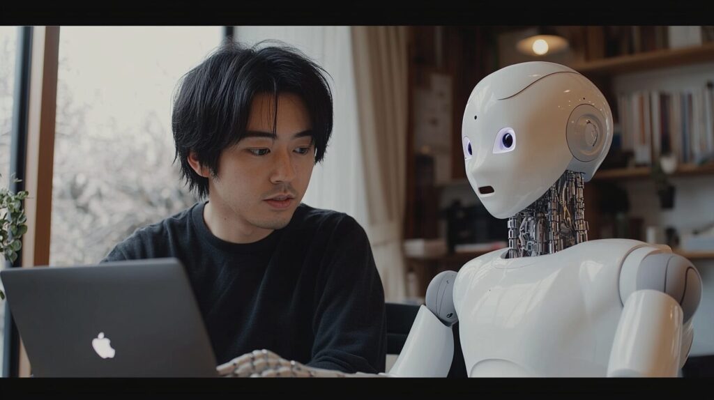 AIと人間が協力して仕事をしている