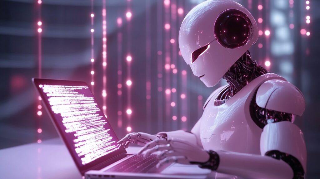 AI(ロボット)がブログを書いている様子