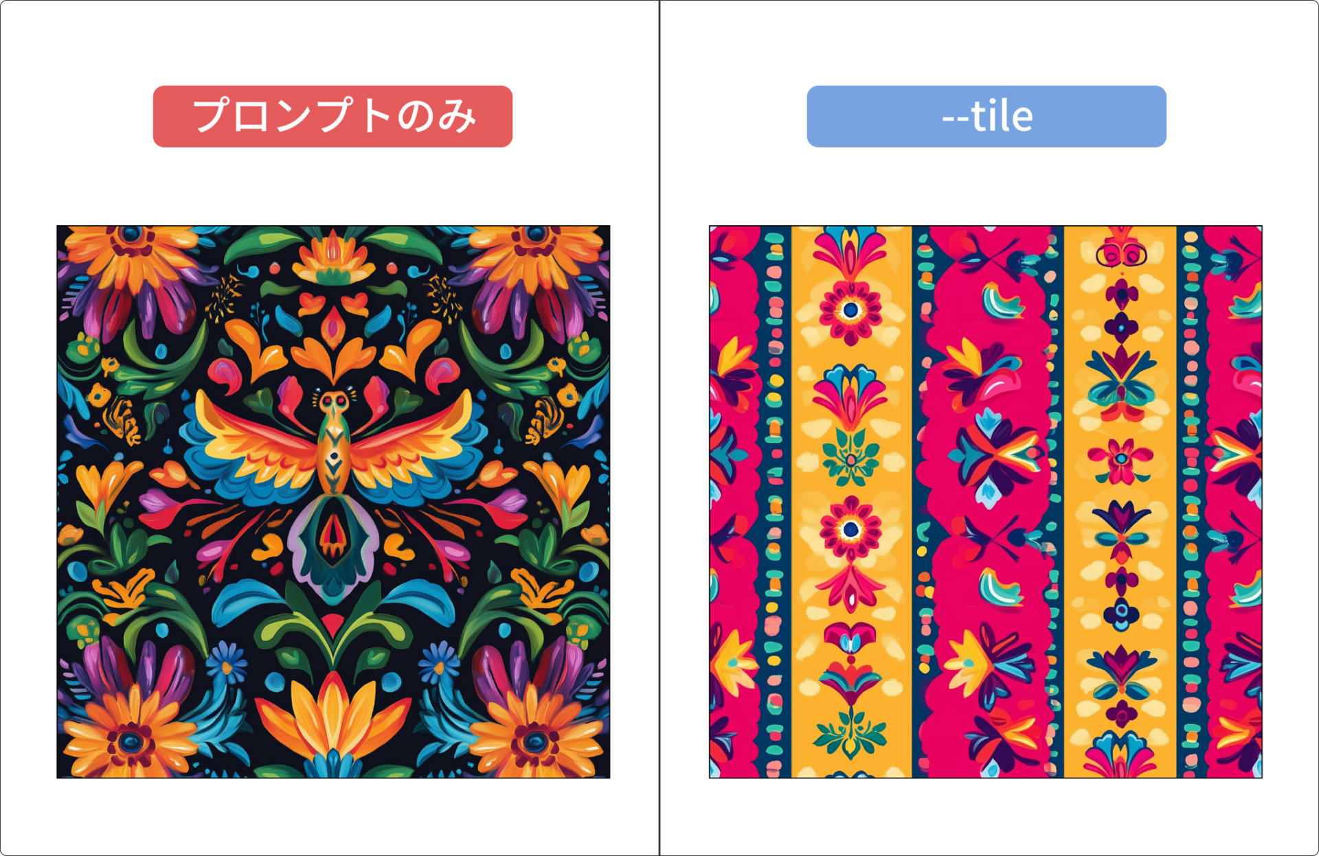 Midjourneyのパラメーターで「タイル調(Tile)」を指定した画像