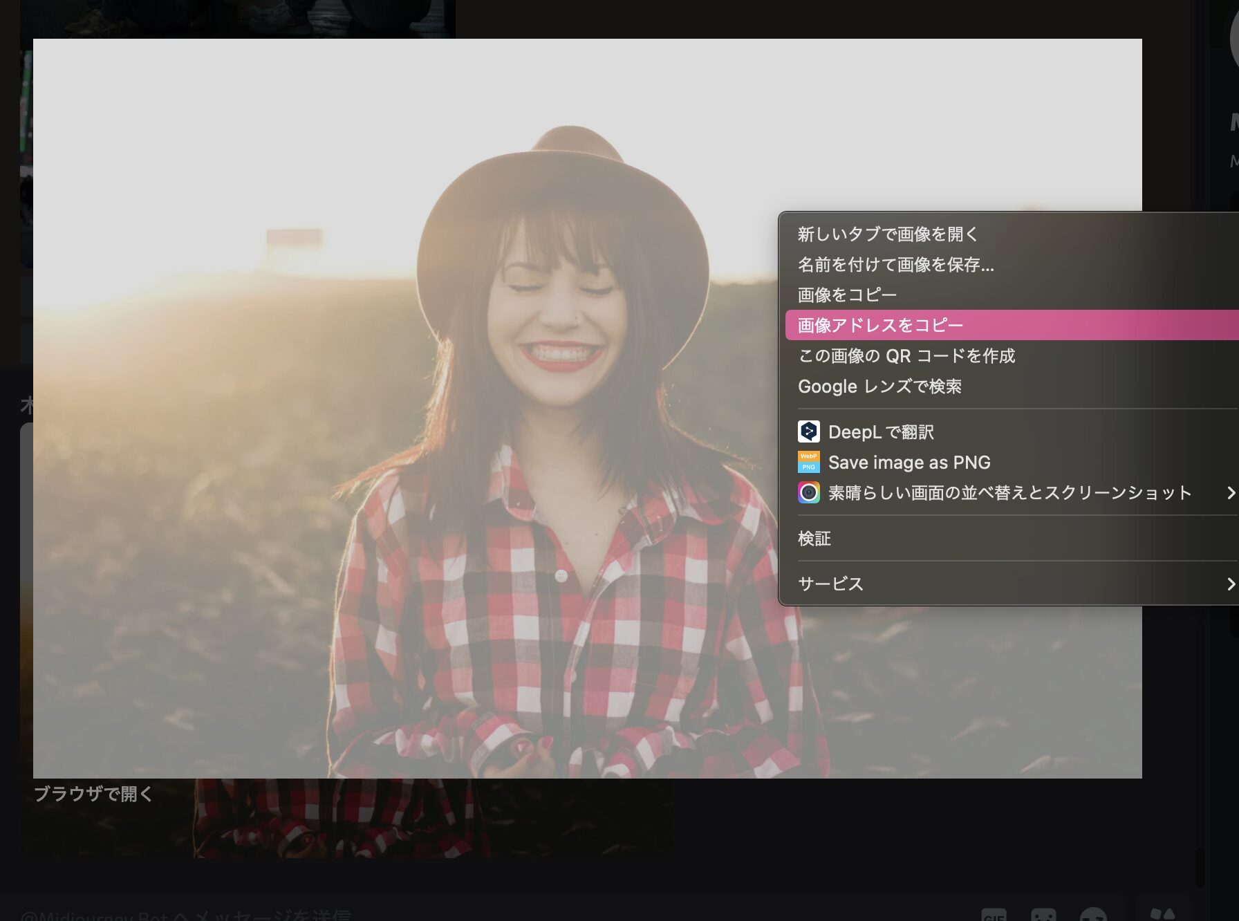 画像のアドレス(URL)をコピーする