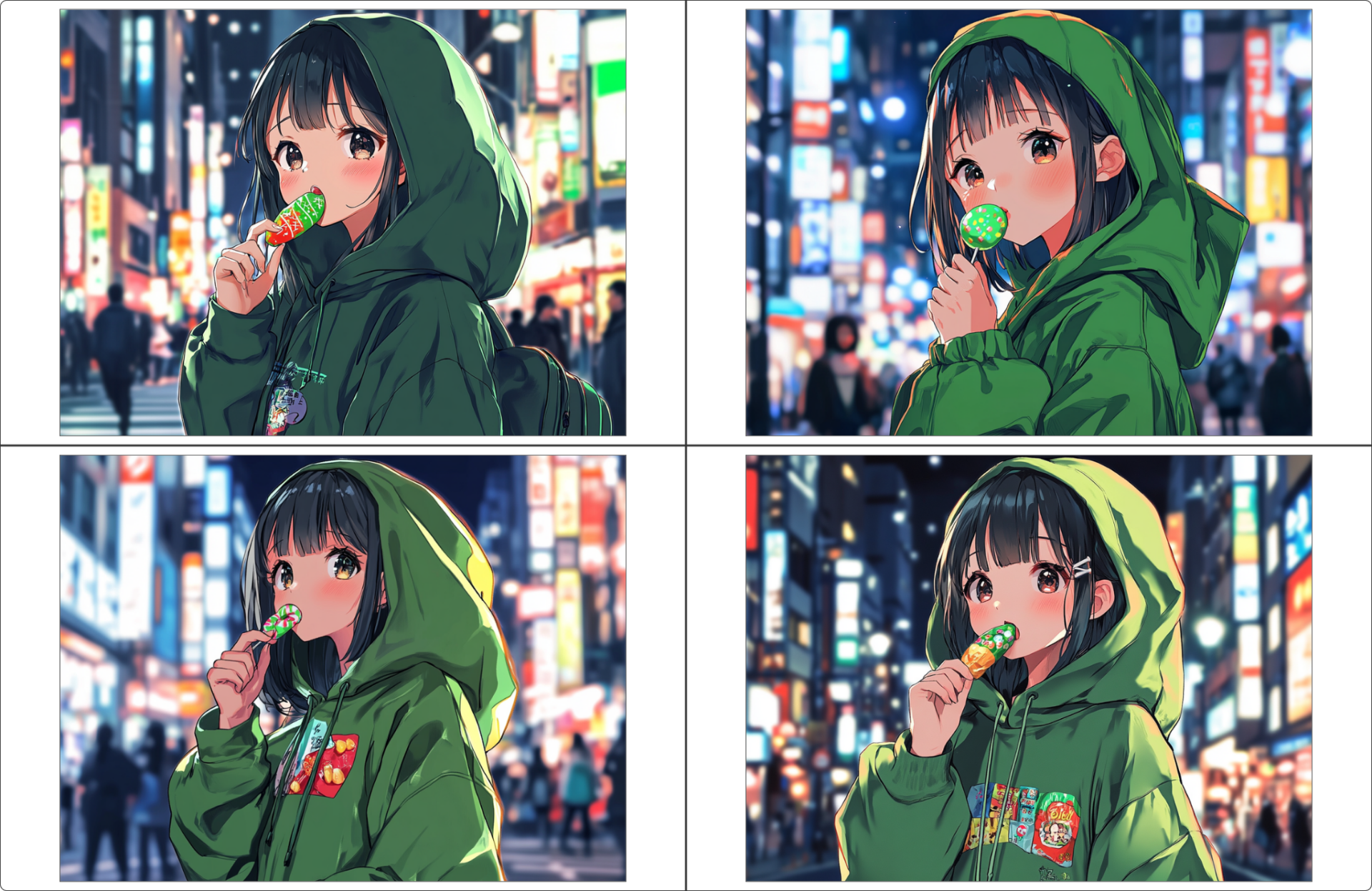 「––cw 0:Character Weight 0と「––sw 100:Style Weight 100(デフォルト)」で生成した画像