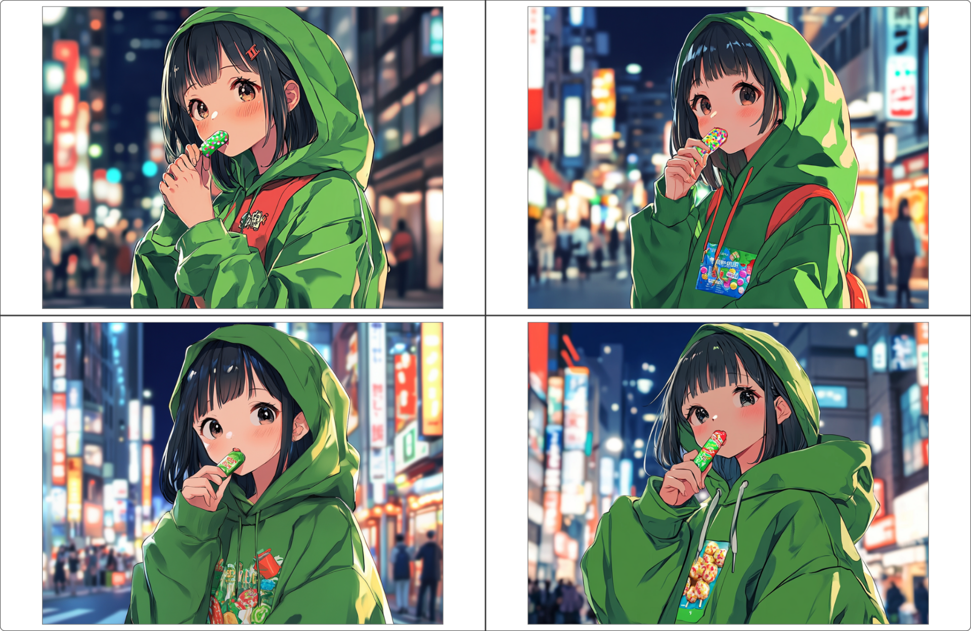 「––cw 0:Character Weight 0と「––sw 500:Style Weight 500」で生成した画像