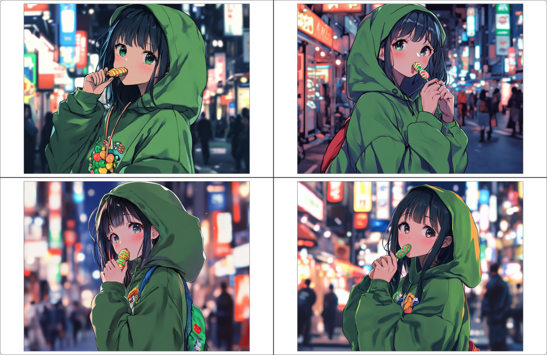 「––cw 100:Character Weight 100(デフォルト)」と「––sw 0:Style Weight 0」で生成した画像
