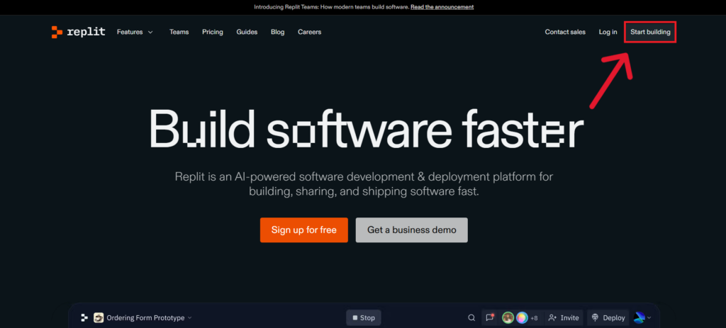 Replitのホームページ