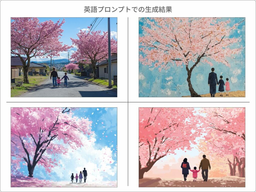 英語プロンプトでの生成結果