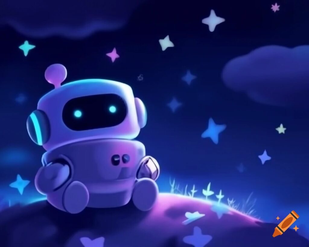 Craiyon 星空を見上げるロボットのイラスト