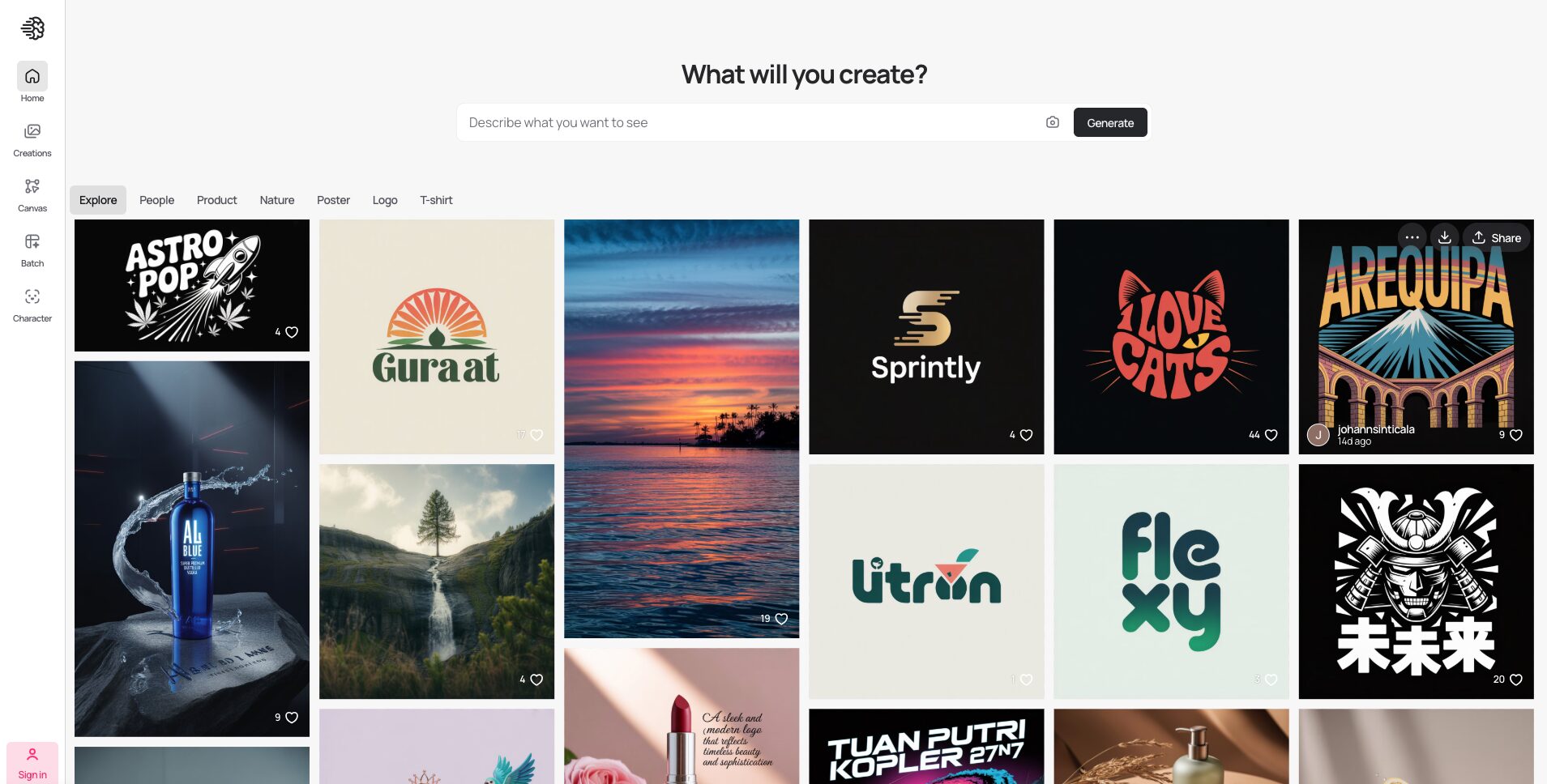 Ideogramのトップ画面