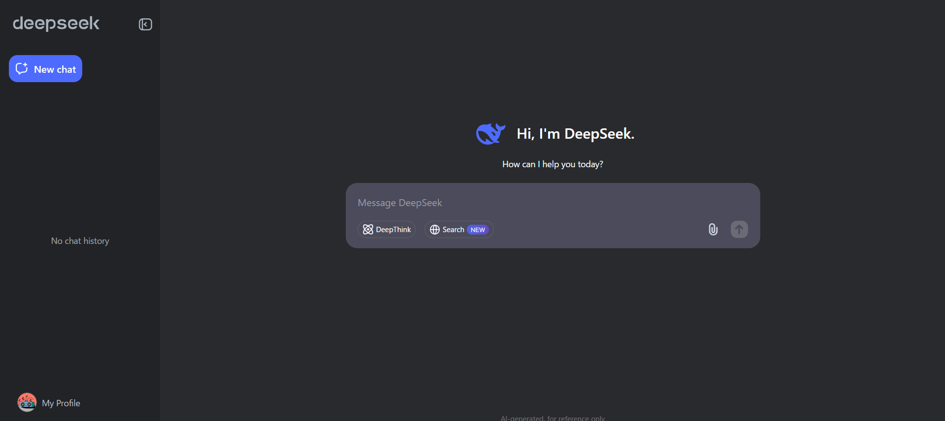 DeepSeekチャット画面