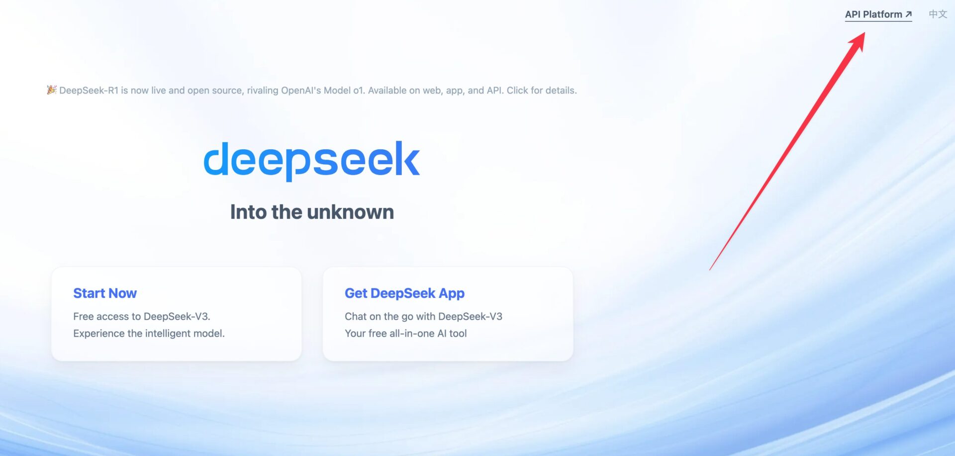 DeepSeekのトップページの画像