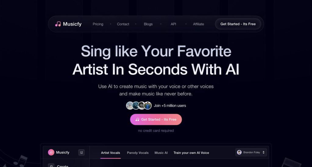 Musicfyの公式サイトの画像