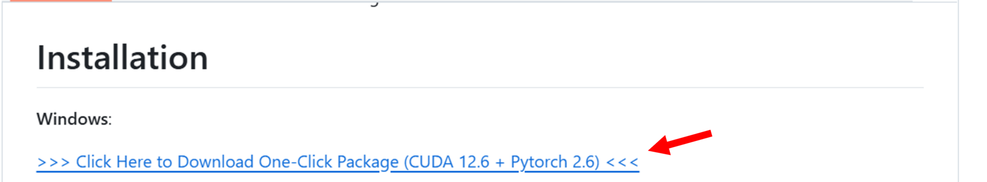 Windows向けのワンクリックインストーラのダウンロードリンクを示す画像