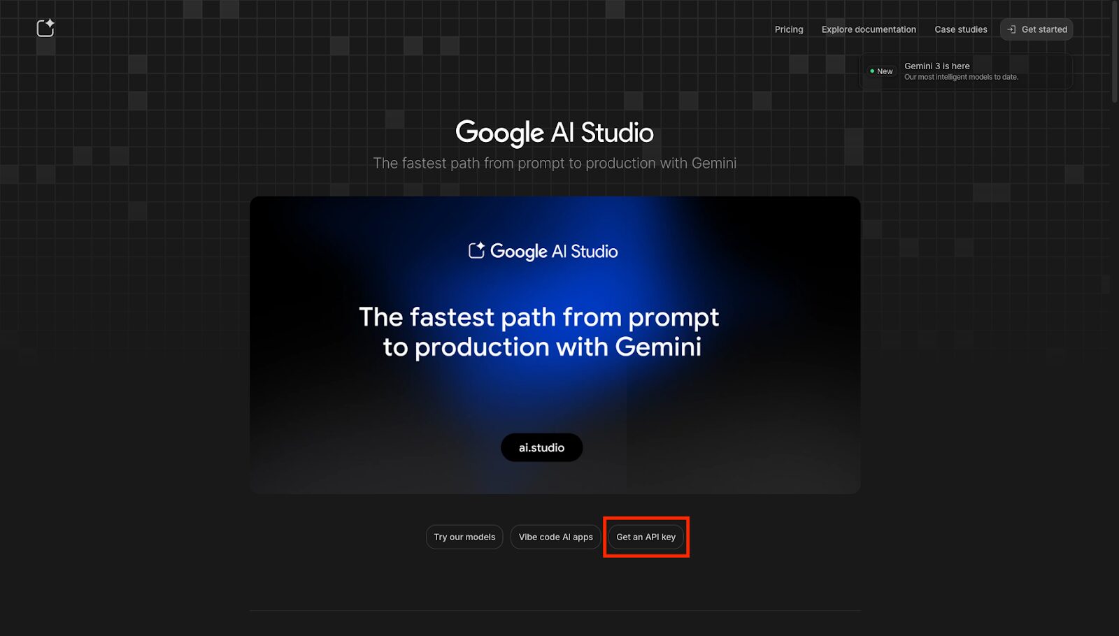 Google AI StudioでGemini APIの使用を開始するログイン画面