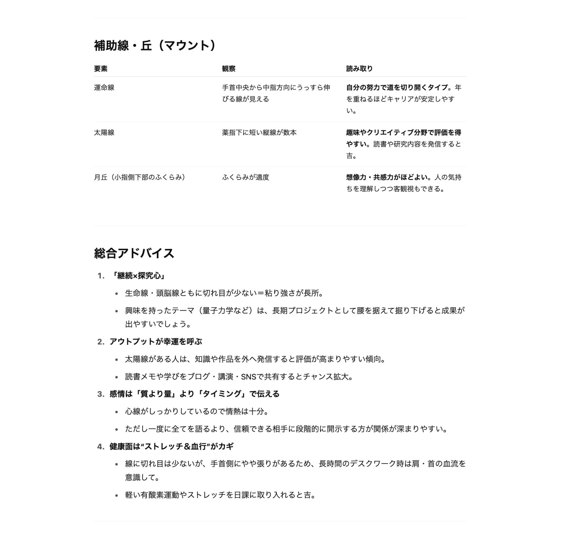 ChatGPTに手相占いしてもらった結果