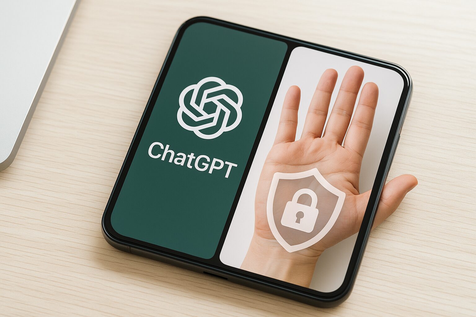 ChatGPTとロックされた手相が写っている画像