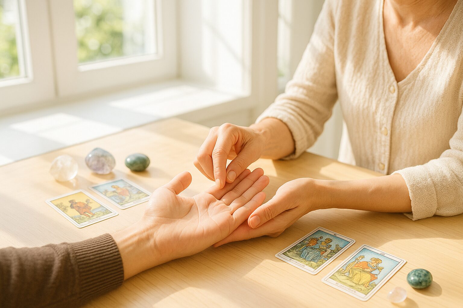 手相占いを行なっている画像