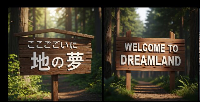 Imagen 4で画像内の文字を日本語と英語で比較している画像