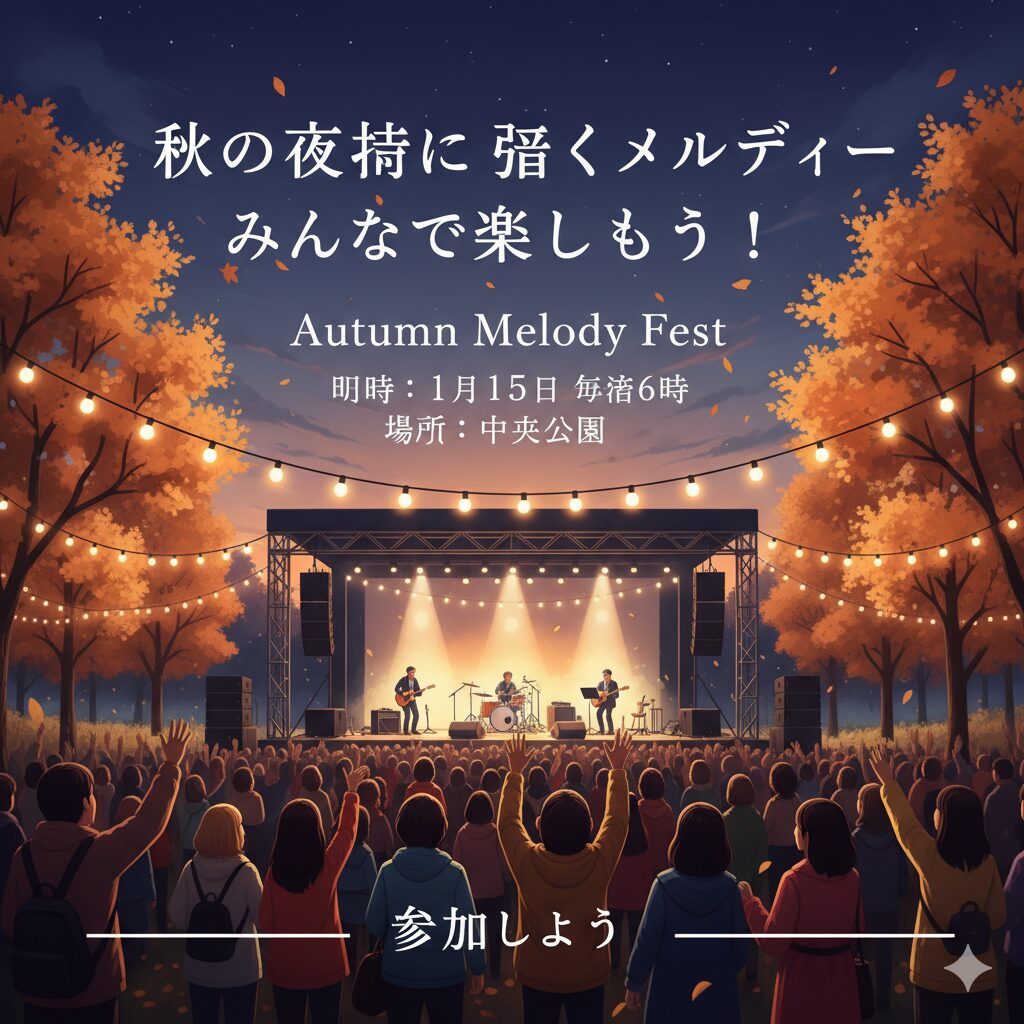 改行を含む日本語テキストのポスター生成例