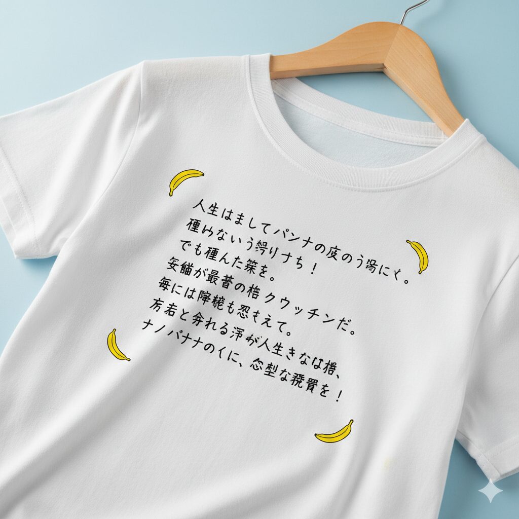 長文日本語テキスト入りTシャツの生成例