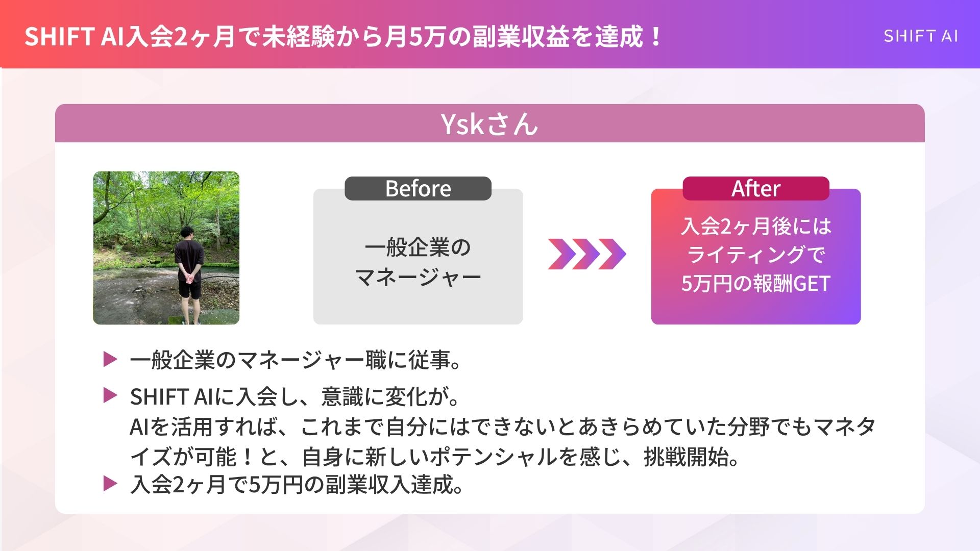 Geminiを活用した副業で収入アップを実現した実績者Yskさんの画像