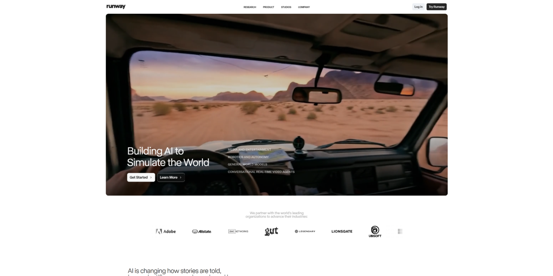 Runwayのトップ画面