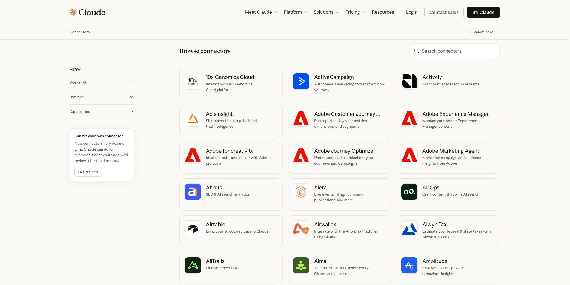 Coworkの活用に役立つClaudeで利用できるコネクタの例