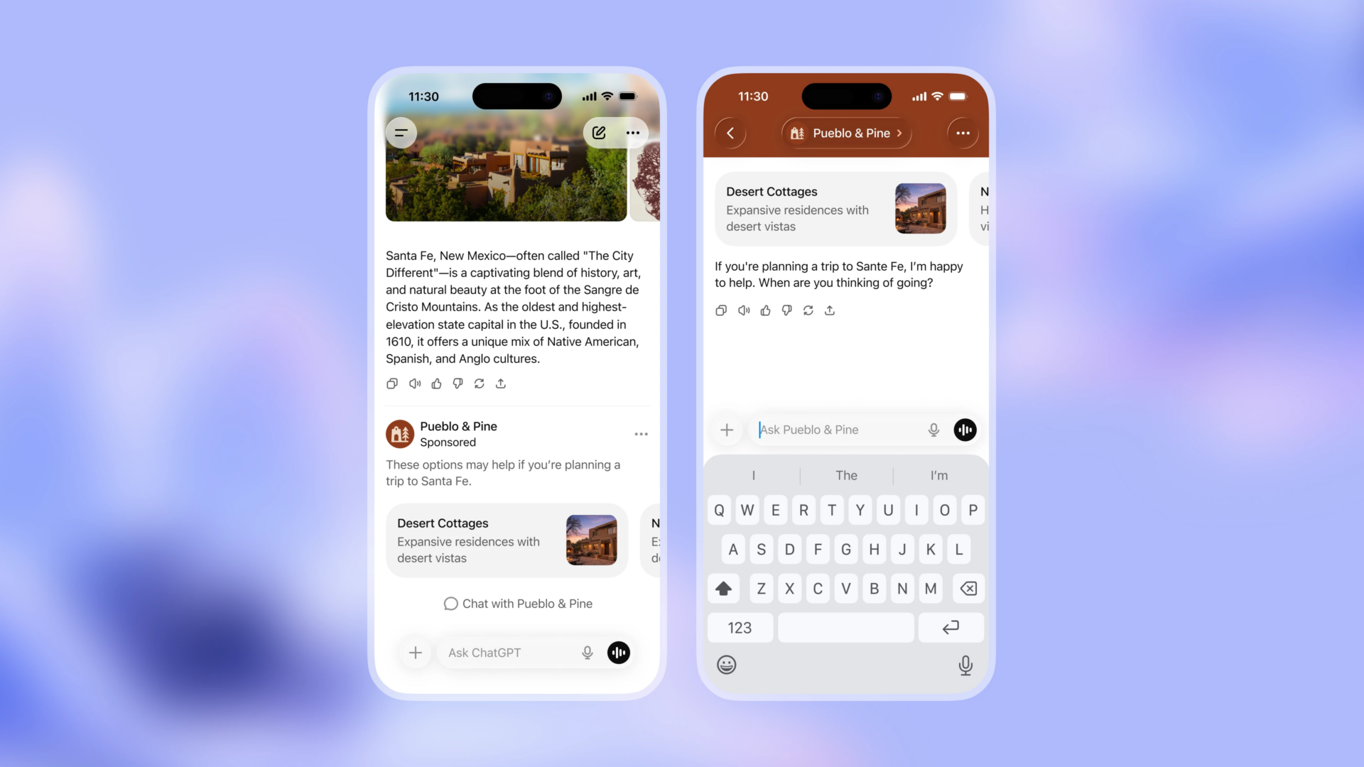 ChatGPTアプリの回答下にスポンサー表示