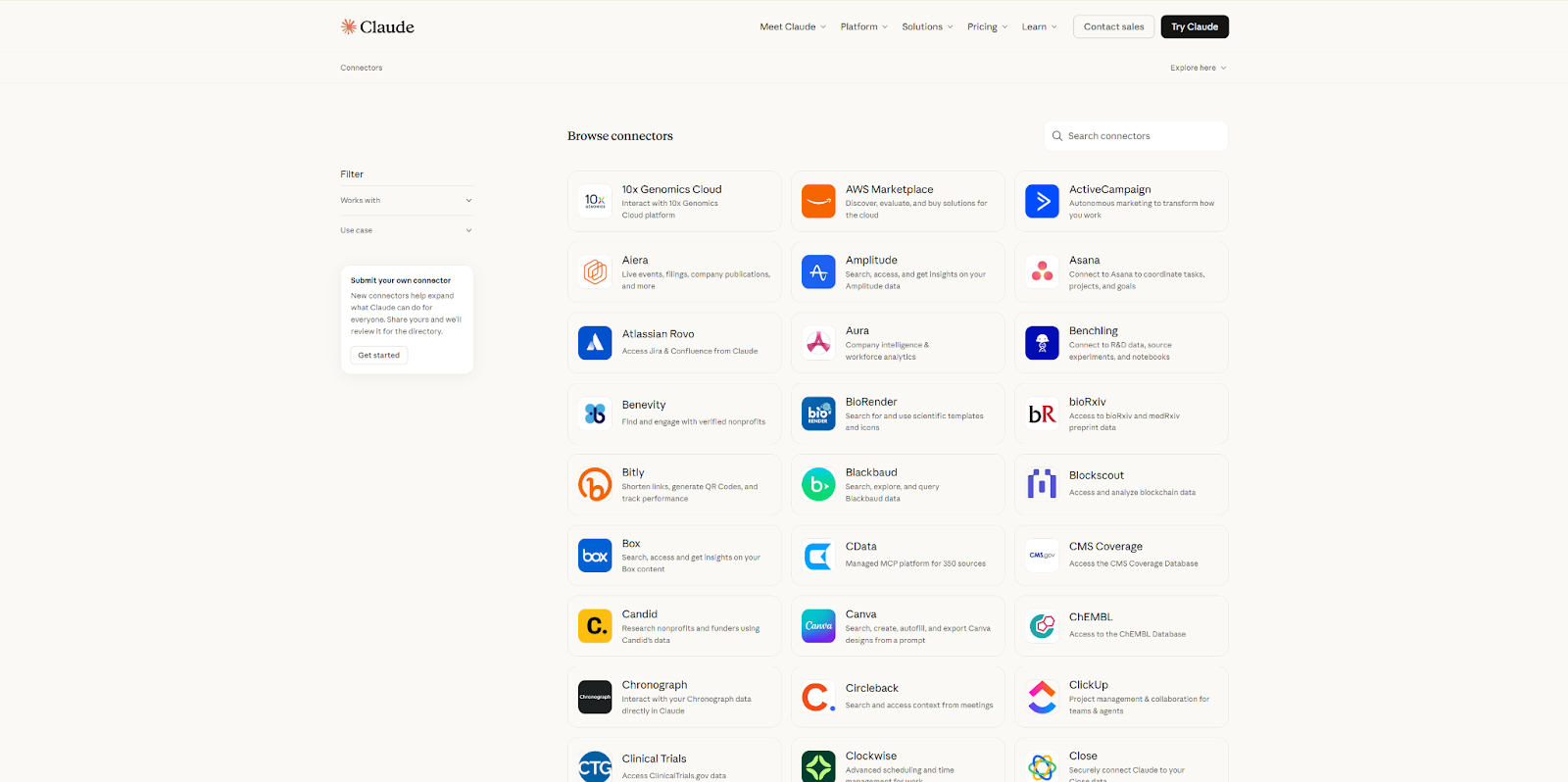 Coworkの活用に役立つClaudeで利用できるコネクタの例