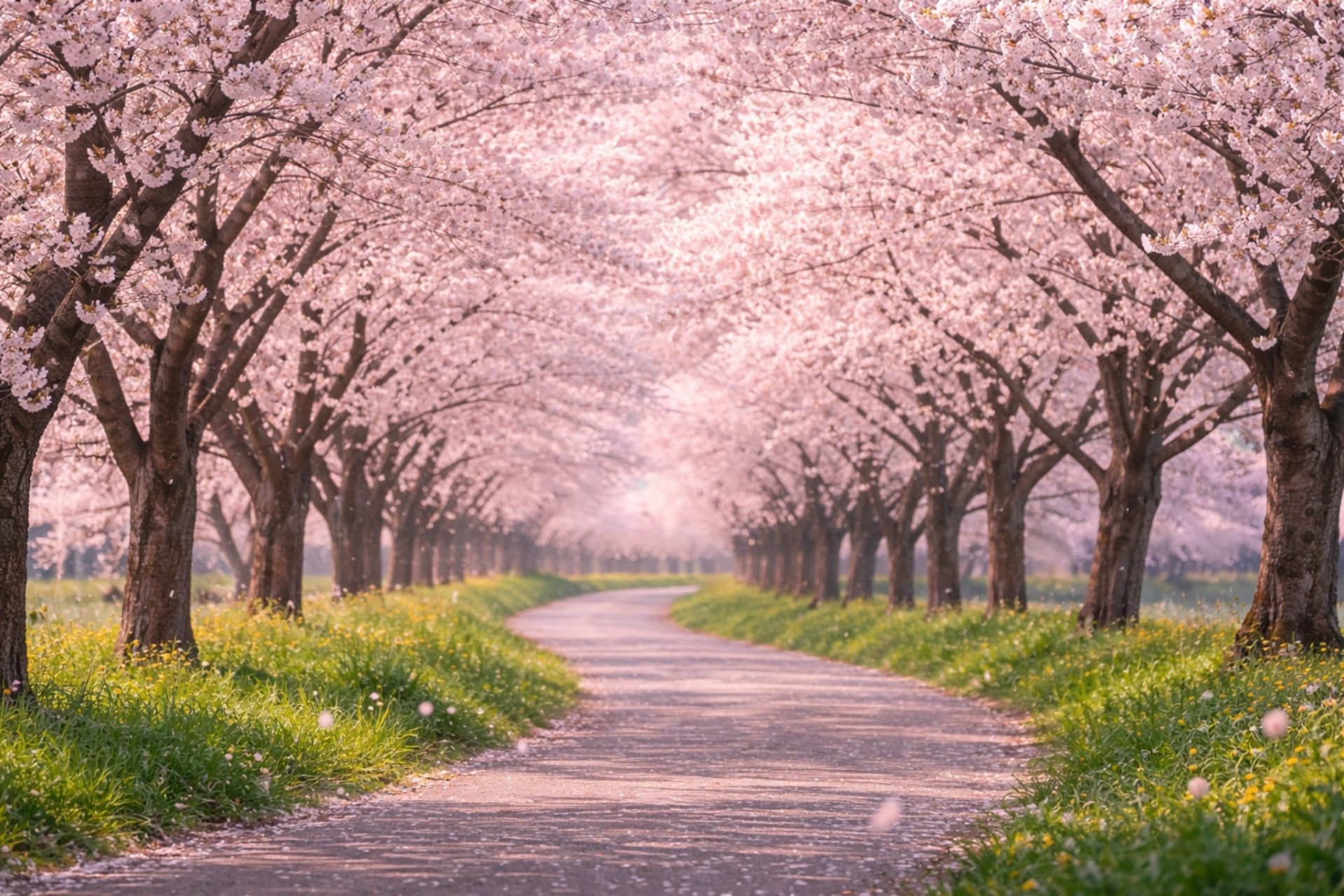 Lyria 3 Proの画像入力で使用した満開の桜並木の風景写真