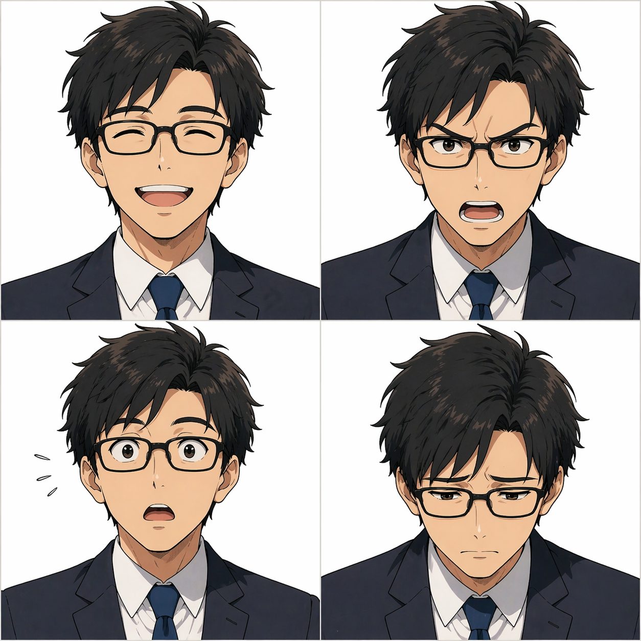 ChatGPT Images 2.0で生成した表情差分：同一キャラクターの表情バリエーションの例