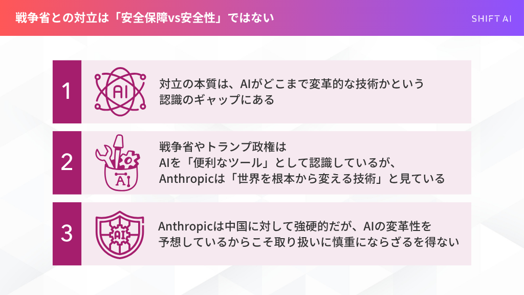 戦争症との対立は、安全保障と安全性の関係ではない