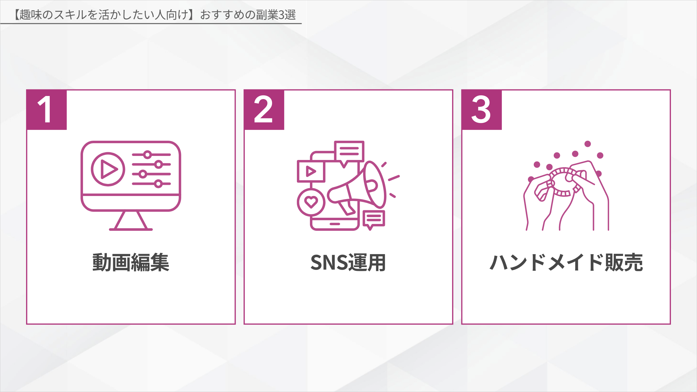 趣味のスキルを活かした副業3選まとめ図解
