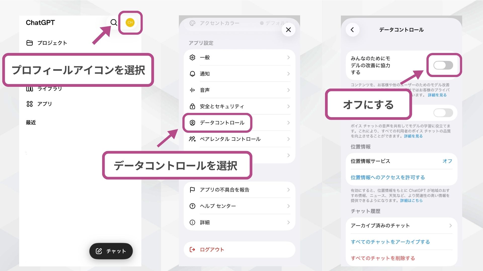 学習に使われないためのオプトアウト設定