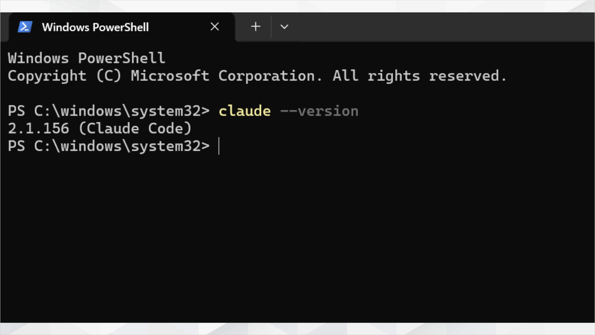 PowerShellでclaude --versionを実行しClaude Codeのバージョンが表示された画面